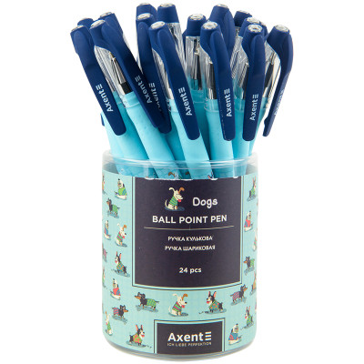 Ручка кулькова Axent Dogs, синя (AB1049-31-A)