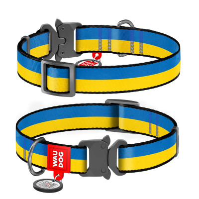 Нашийник для тварин WAUDOG Nylon з QR паспортом Colors of freedom металева пряжка-фастекс M (4506-4020)