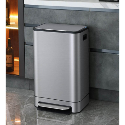 Контейнер для сміття JAH Soft Close З педаллю З внутрішнім відром Срібний металік 30 л (20264)