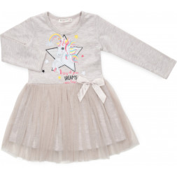 Плаття дитяче POP FASHION з фатиновою спідницею з єдинорогом (6738-98G-beige)