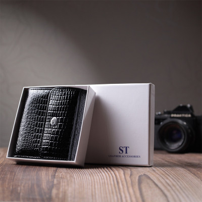 Гаманець ST Leather З натуральної шкіри Чорний (22706)