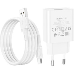Зарядний пристрій BOROFONE BA74A Aspirer single port charger set(Type-C) White (BA74ACW)