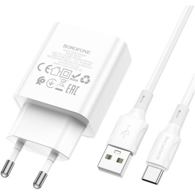 Зарядний пристрій BOROFONE BA74A Aspirer single port charger set(Type-C) White (BA74ACW)