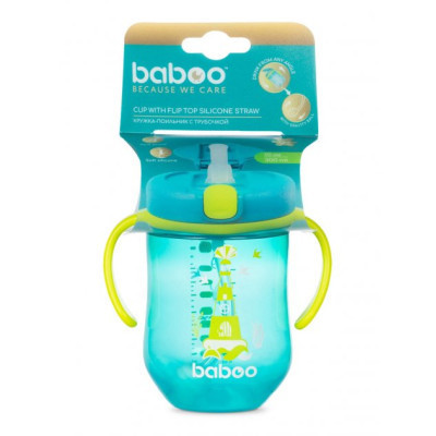 Поїльник-непроливайка Baboo з трубочкою Marine 300 мл Бірюзова (90602)