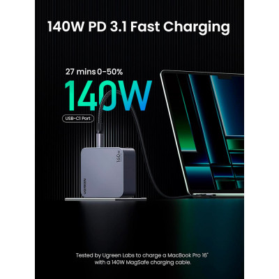 Зарядний пристрій Ugreen 4xUSB 160W (3xUSB-C + USB-A) Gan Nexode Pro X763 (25877)
