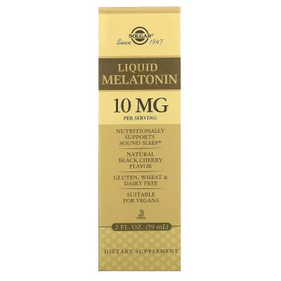 Амінокислота Solgar Мелатонін рідкий, 10 мг, смак черешні, Liquid Melatonin, 59 мл (SOL-50380)