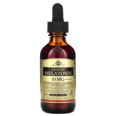 Амінокислота Solgar Мелатонін рідкий, 10 мг, смак черешні, Liquid Melatonin, 59 мл (SOL-50380)