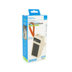 Батарея універсальна ACL 30000mAh, Solar, 22.5W, cables Type-C + Lighting, White (ACL PW-141W)