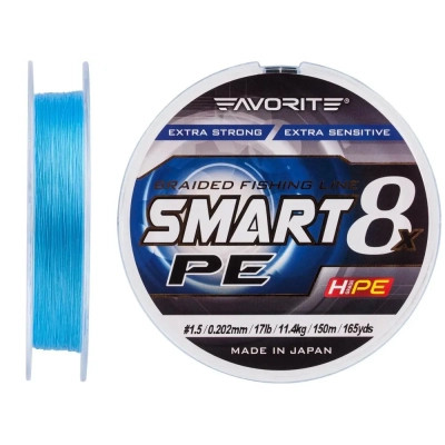Шнур Favorite Smart PE 8x 150м 1.5/0.202mm 17lb/11.4kg Sky Blue (1693.10.75)