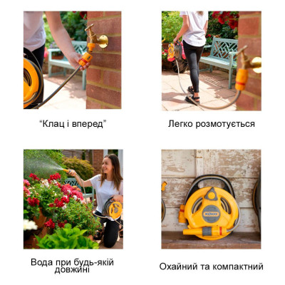 Шланг для поливу HoZelock з катушкою d12,5мм 10м+4 конектори Мікро Click &amp; Go (10571)