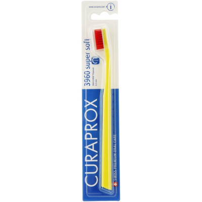 Зубна щітка Curaprox CS 3960 Super Soft Суперм&#039;яка D 0.12 мм Жовта з червоною щетиною (CS 3960-05)