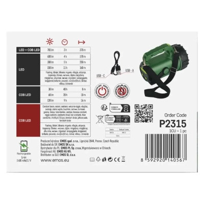 Ліхтар EMOS P2315 LED+ COB LED 700 лм 3600 мАг (P2315)
