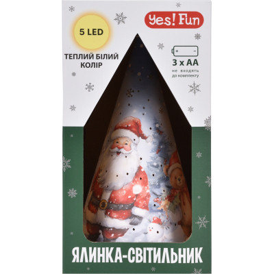 Прикраса декоративна YES! Fun Ялинка-світильник картон LED 22 см (801217)