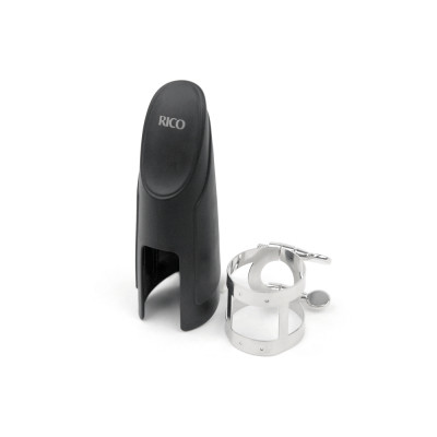 Лігатура для саксофонів D&#039;Addario Rico Ligature &amp; Cap For Tenor Sax, Hard Rubber-Style Nickel-Plated (RTS1N)