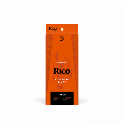 Лігатура для саксофонів D&#039;Addario Rico Ligature &amp; Cap For Tenor Sax, Hard Rubber-Style Nickel-Plated (RTS1N)