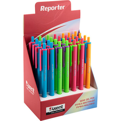 Ручка масляна Axent Reporter Color автоматична Синя 0.7 мм (AB1069-02-A)