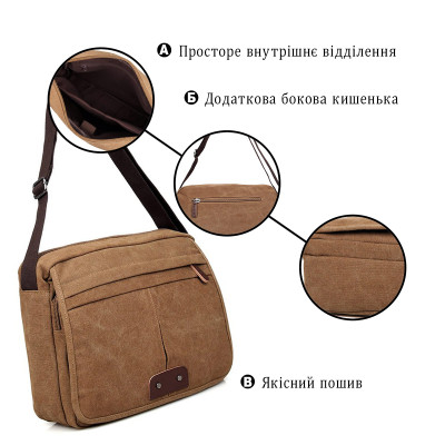 Сумка Vintage Текстильна Коричнева (14445)