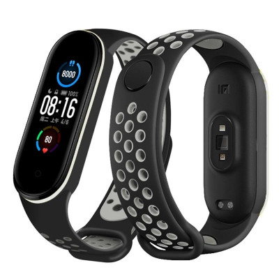 Ремінець до фітнес браслета BeCover Nike Style для Xiaomi Mi Smart Band 5 Black-Gray (705151)