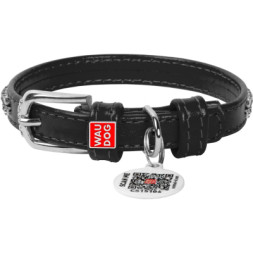 Нашийник для тварин WAUDOG Glamour з QR-паспортом &quot;Стрази&quot; XS Ш 9 мм Д 19-25 см чорний (33071)