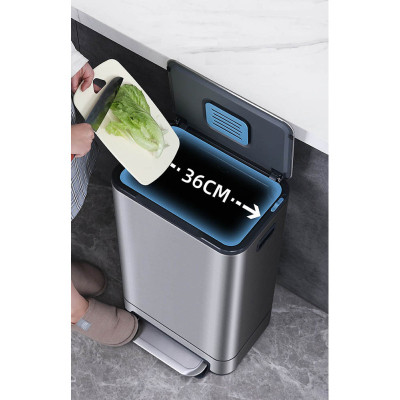 Контейнер для сміття JAH Soft Close З педаллю З внутрішнім відром Срібний металік 40 л (20265)