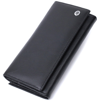 Гаманець ST Leather З кишенею для монет з натуральної шкіри Чорний (22691)
