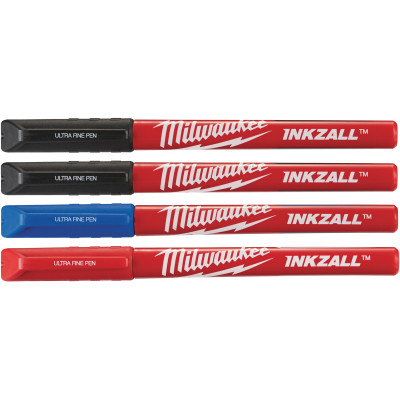 Набір маркерів Milwaukee Fine Tip INKZALL синій, червоний, чорний, чорний, 4шт (48223165)
