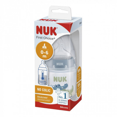 Пляшечка для годування Nuk First Choice Plus Крокодили 150 мл Синя (3952401)