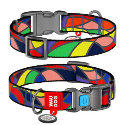 Нашийник для тварин WAUDOG Nylon з QR паспортом &quot;Вітраж&quot; пластиковий фастекс S (4576)