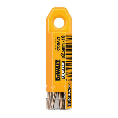 Свердло DeWALT по металу EXTREME INDUSTRIAL COBALT HSS-CO, 2.5 х 57 х 30 мм, 10 шт (DT4919)