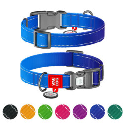 Нашийник для тварин WAUDOG Nylon Mono з QR паспортом, пластиковий фастекс S синій (520912)