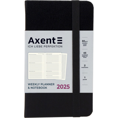 Тижневик Axent датований 2025 Pocket Strong 90х150 мм, чорний (8508-25-01-A)