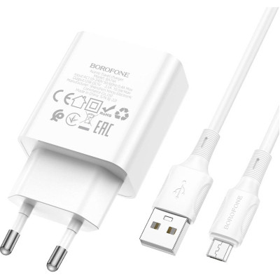 Зарядний пристрій BOROFONE BA74A Aspirer charger set(Micro) White (BA74AMW)