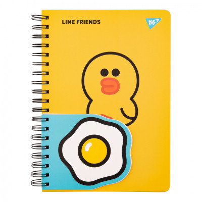 Блокнот Yes 2 в 1 В5 В7 80 арк 20 арк подвійна спіраль Line Friends Sally клітинка (151780)
