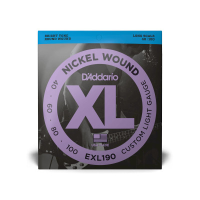 Струни для гітари D&#039;Addario XL Nickel Wound Bass Custom Light (40-100) (EXL190)