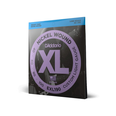 Струни для гітари D&#039;Addario XL Nickel Wound Bass Custom Light (40-100) (EXL190)