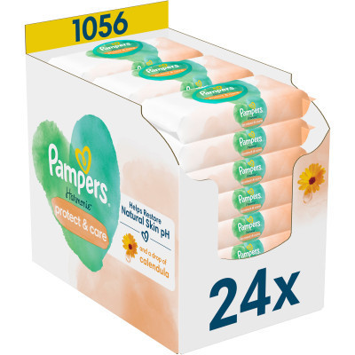 Дитячі вологі серветки Pampers Harmonie Protect&amp;Care з календулою 24 пачки х 44 шт (8700216250603)