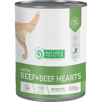 Консерви для собак Nature&#039;s Protection with Beef&amp;Beef Hearts 800 г (KIK45603)