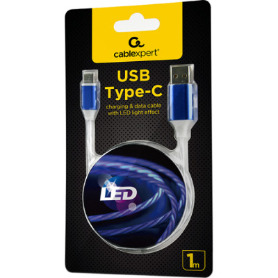 Дата кабель USB 2.0 AM to Type-C 1.0m 2A Cablexpert (CC-USB-CMLED-1M)