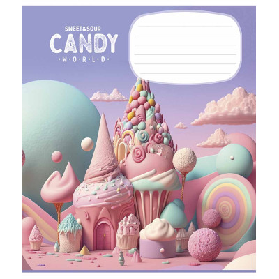 Зошит Школярик Candy world 12 аркушів клітинка (012-3266K)