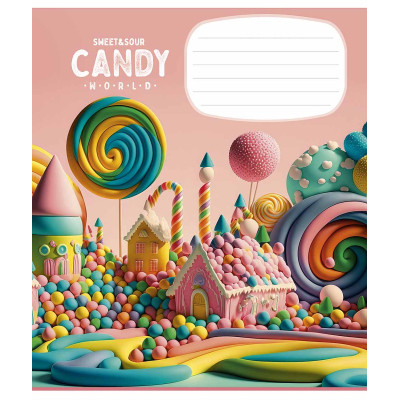 Зошит Школярик Candy world 12 аркушів клітинка (012-3266K)