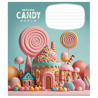 Зошит Школярик Candy world 12 аркушів клітинка (012-3266K)