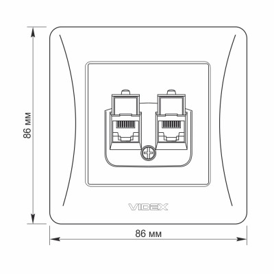Комп&#039;ютерна розетка Videx BINERA CAT6 + CAT6 подвійна сереб (VF-BNSK2PC6-SS)