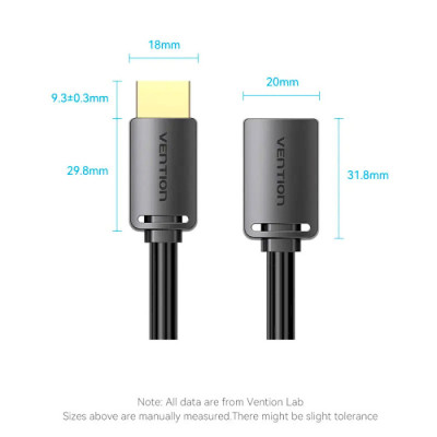 Кабель мультимедійний HDMI M to HDMI F 2.0m V2.0 4K 60Hz PVC Vention (AHCBH)