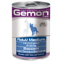 Консерви для собак Gemon Dog Wet Medium Adult шматочки з тунцем та лососем 415 г (8009470387880)