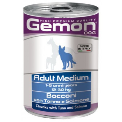 Консерви для собак Gemon Dog Wet Medium Adult шматочки з тунцем та лососем 415 г (8009470387880)