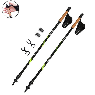 Палиці для скандинавської ходи PowerPlay 9104 Lykke Black/Green 80-135 см (PP_9104_LYKKE)