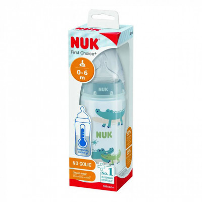Пляшечка для годування Nuk First Choice Plus Крокодили 300 мл Синя (3952397)