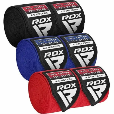 Бинт для спорту RDX для боксу RB Hand Wraps Combine 3 пари Red,Black,Blue (4.5м.) (HWC-RBU+)