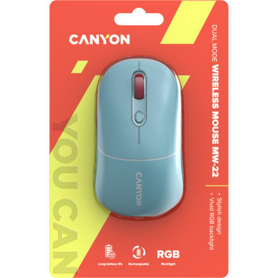 Мишка Canyon MW-22 Dual Band RGB Wireless Dark Cyan (CNS-CMSW22DC)