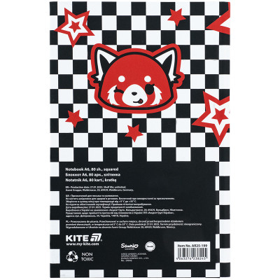 Блокнот Kite А6 Aggretsuko, тверда обкладинка, 80 аркушів, клітинка (AR25-199)